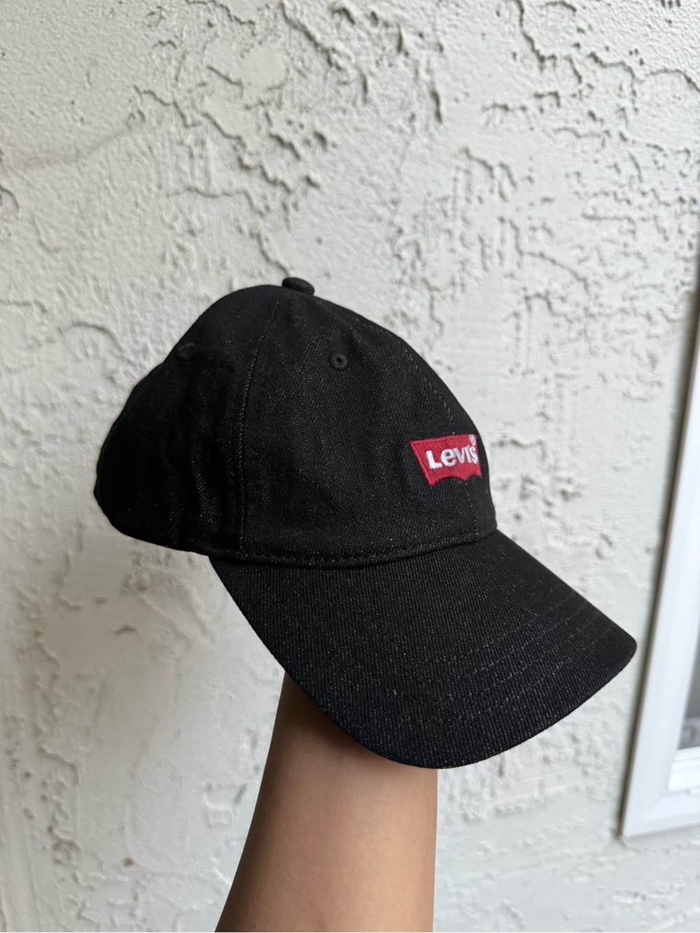 Levi's Black Baseball Cap with Red Logo Patch